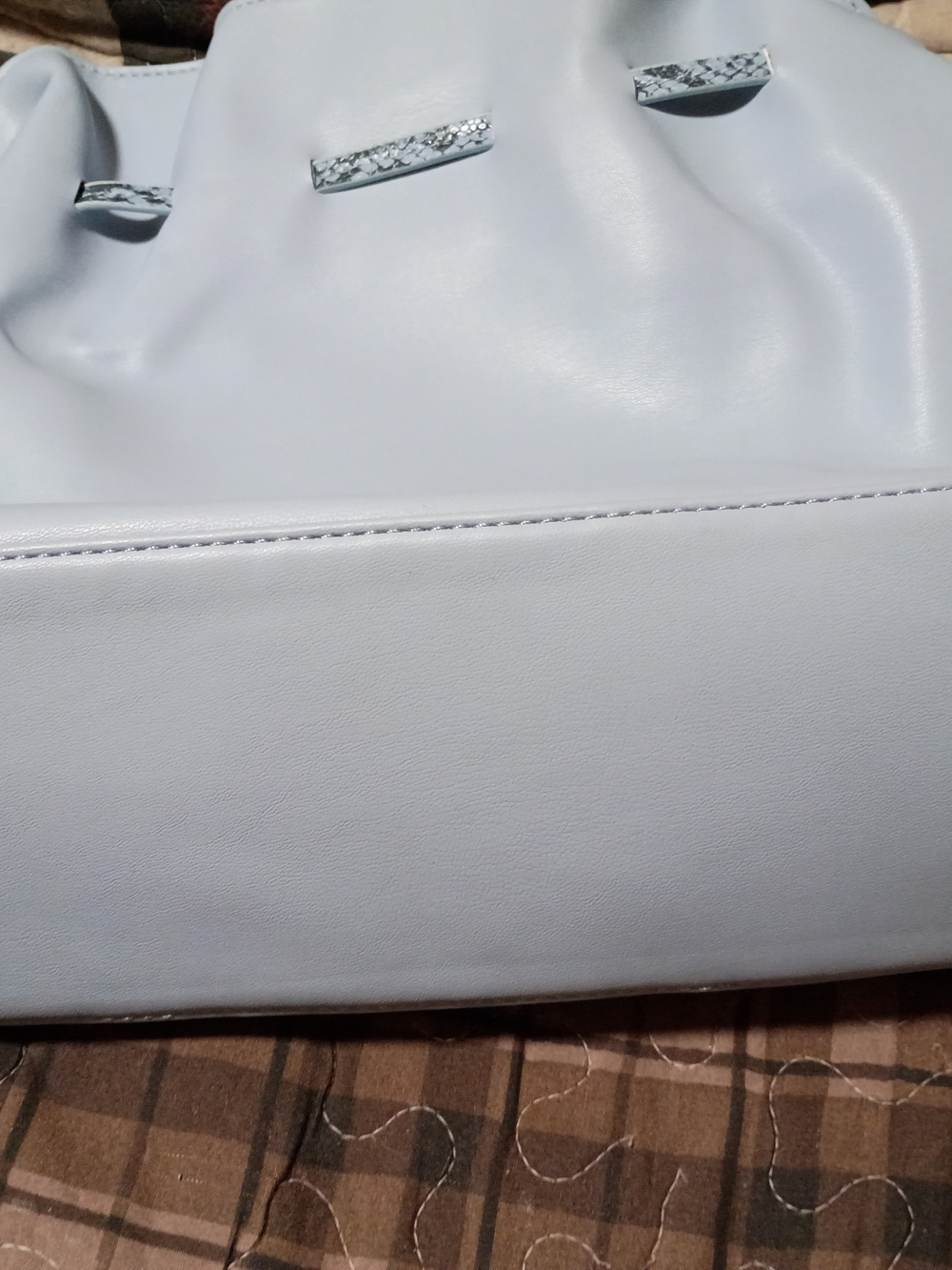 Light Blue Drawstring Shoulder Bag - Picture 7 of 7